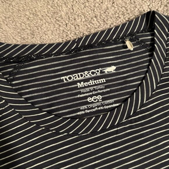 Toad & Co. Windmere Long Sleeve Dress Blue Striped M Hiking Outdoors Nature - Picture 5 of 10